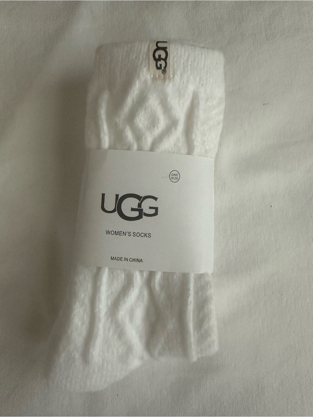 UGG White Cable-Knit Women's Crew Socks